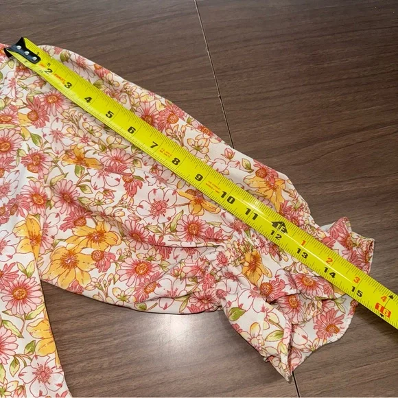 Sienna Sky Women’s Small Blouse Floral Yellow Pink White Top Shirt Boho Garden - Picture 10 of 10